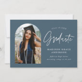 Faire-part Arc bleu moderne en acier - Diplôme photo (Devant)