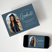 Faire-part Arc bleu moderne en acier - Diplôme photo