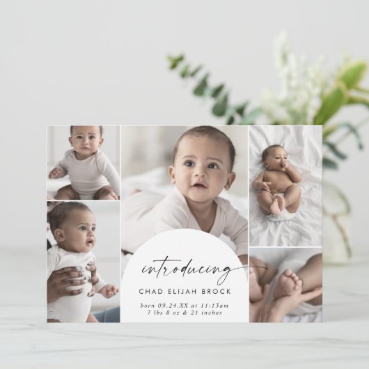 Faire-part Arc Boho moderne naissance multi photo (Debout devant)