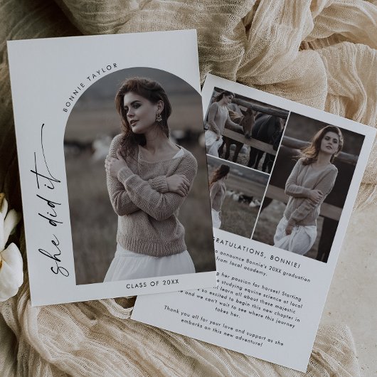 Faire-part Arc De Boho Moderne Elle L'A Fait Photo Graduation