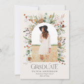 Faire-part Arc de fin d'études 1 photo noir blanc botanique m (Devant)