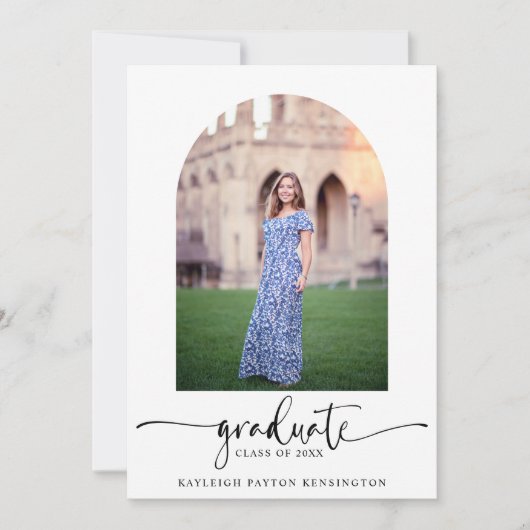 Faire-part Arc de graduation de script élégant moderne photo (Devant)