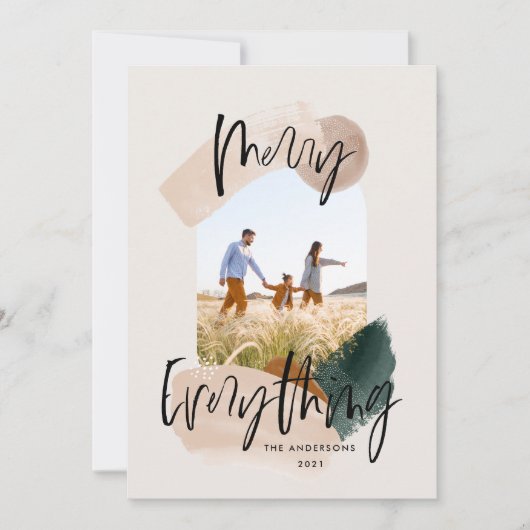 Faire-part Arc de Noël abstrait photo vert moderne (Devant)