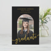 Faire-part Arc d'or moderne Diplôme photo (Debout devant)