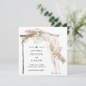 Faire-part Arc Mariage De Boho Tropical Enregistrer La Date (Debout devant)
