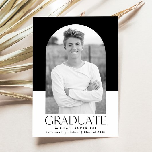Faire-part Arc moderne Couleur bloc photo graduation