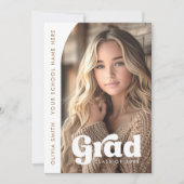 Faire-part Arc photo blanc retro graduation de grade (Devant)