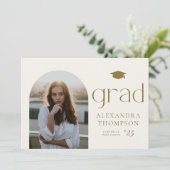 Faire-part Arc photo minimaliste Gold Photo Graduation (Debout devant)