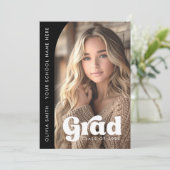 Faire-part Arc photo noir retro grade graduation (Debout devant)