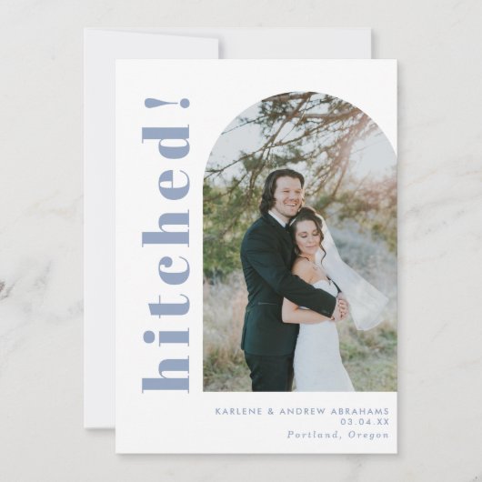 Faire-part Arc pointu photo Dusty Blue Mariage Elopement (Devant)