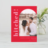 Faire-part Arc pointu photo Elopement Mariage rouge et rose (Debout devant)