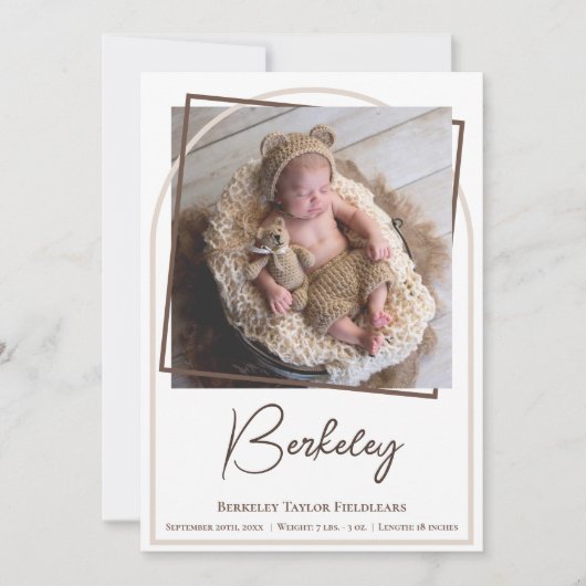 Faire-part Arch Frame Photo moderne bébé naissance (Devant)