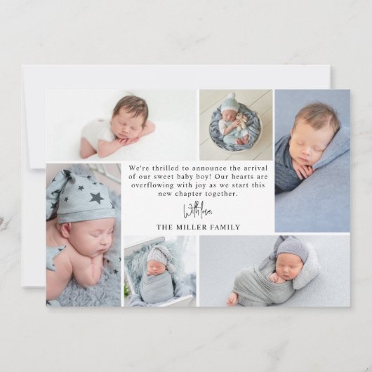 Faire-part Arch minimal moderne photo bébé naissance (Dos)