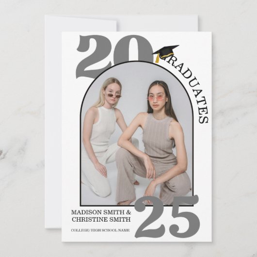 Faire-part Arch Photo Twin College Lycée Graduation (Devant)