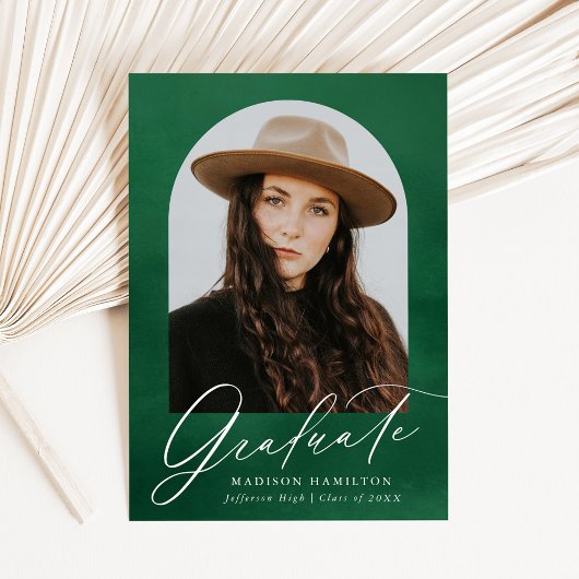 Faire-part Arche aquarelle verte Diplôme photo