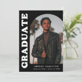 Faire-part Arche de décalage Noir 4 Photo Graduation (Debout devant)