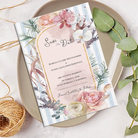 Faire-part Arche de mariage à l'orchidée tropicale, Save the