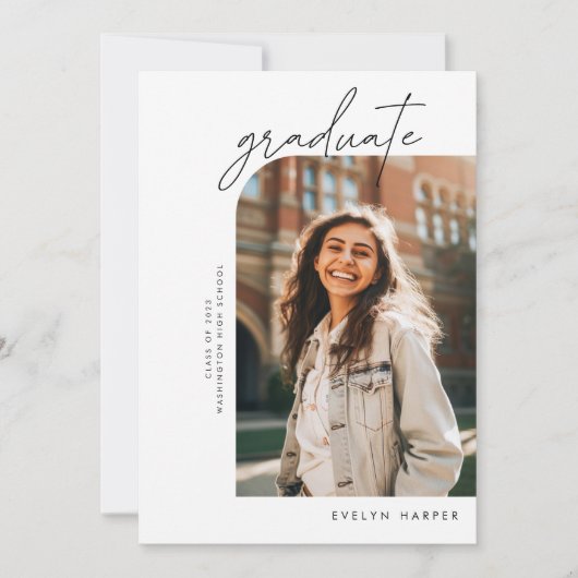 Faire-part Arche de script minimal Élégant Deux diplômes de p (Devant)