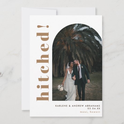 Faire-part Arche en Tonalité Terre Hitte Photo Mariage Elopem (Devant)