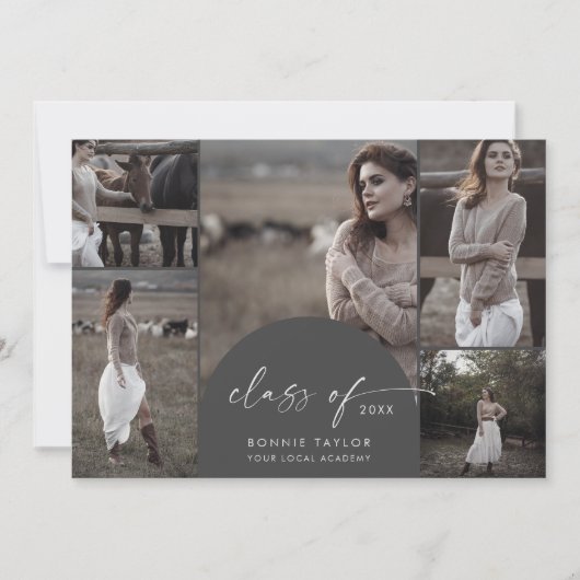 Faire-part Arche | Grey Class of 2024 Multi Photo Graduation (Devant)