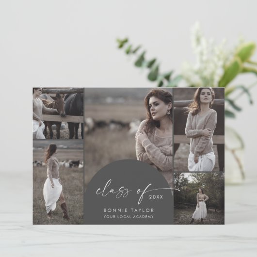 Faire-part Arche | Grey Class of 2024 Multi Photo Graduation (Debout devant)