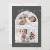 Faire-part Arche moderne Boho | Collage de photos gris Naissa (Devant)