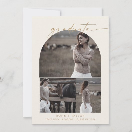 Faire-part Arche moderne Boho | Collage de photos pour les di (Devant)