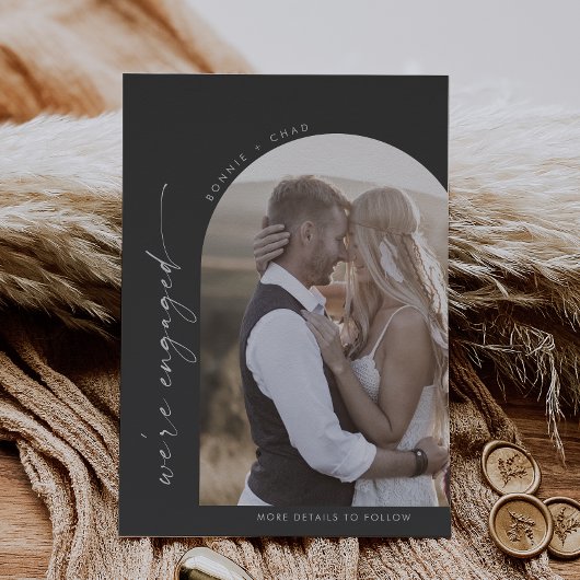 Faire-part Arche moderne Boho | Fiançailles photo gris