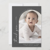 Faire-part Arche moderne Boho | Merci gris photo naissance (Devant)