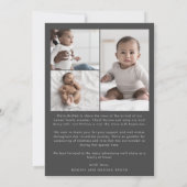 Faire-part Arche moderne Boho | Merci gris photo naissance (Dos)