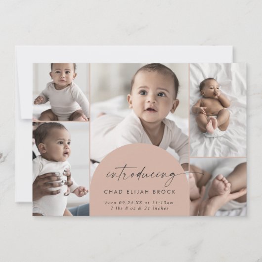 Faire-part Arche moderne Boho | Naissance photo multiple Saum (Devant)