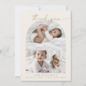 Faire-part Arche moderne | Cream Photo Collage Merci naissanc (Devant)