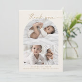 Faire-part Arche moderne | Cream Photo Collage Merci naissanc (Debout devant)