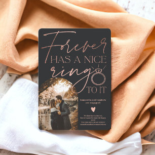 Faire-part Arche photo pour toujours anneau rose or noir fian