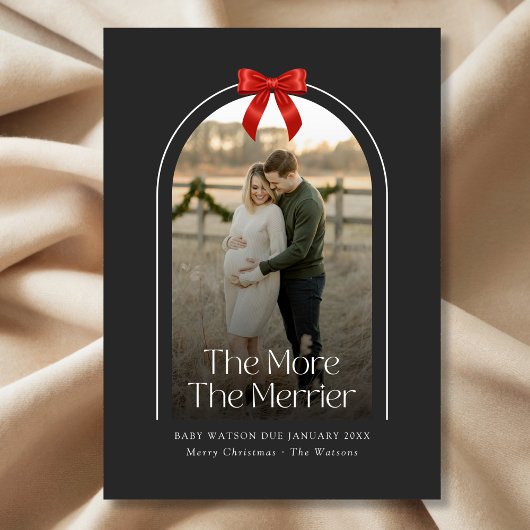 Faire-part Arche rouge Bow Photo Grossesse de Noël