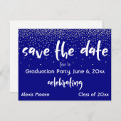 Faire-part Argent Confetti Marine Graduation Party Save Date (Devant / Derrière)