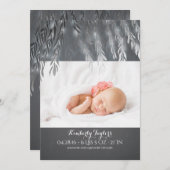 Faire-part Argent Willow Tree Nouveau-né bébé photo naissance (Devant / Derrière)