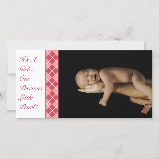 Faire-part Argyle - C'est une fille... notre petite perle pré (Devant)