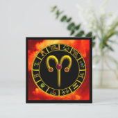Faire-part ARIES RUBY cercle, jaune vif rouge orange noir (Debout devant)