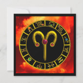 Faire-part ARIES RUBY cercle, jaune vif rouge orange noir (Devant)