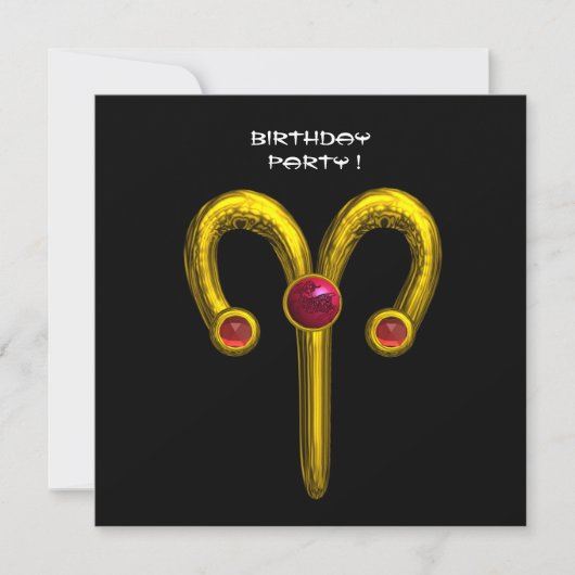 Faire-part ARIES RUBY, jaune vif noir rouge (Devant)