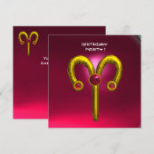 Faire-part ARIES RUBY, jaune vif rose rouge (Devant / Derrière)
