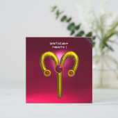 Faire-part ARIES RUBY, jaune vif rose rouge (Debout devant)