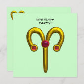 Faire-part ARIES RUBY, jaune vif rose violet rouge (Devant / Derrière)