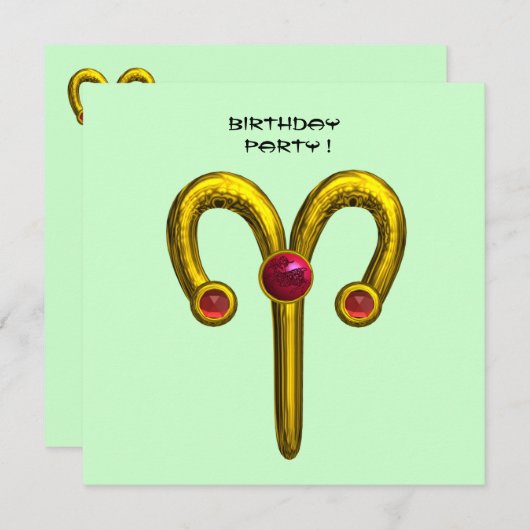 Faire-part ARIES RUBY, jaune vif rose violet rouge (Devant / Derrière)