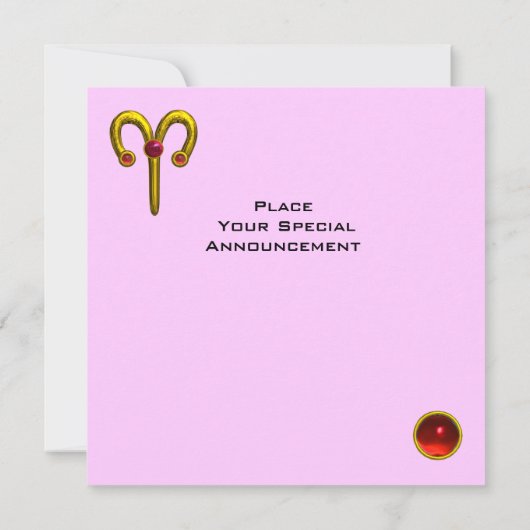 Faire-part ARIES RUBY, jaune vif rose violet rouge (Dos)