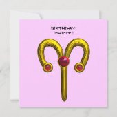 Faire-part ARIES RUBY, jaune vif rose violet rouge (Devant)