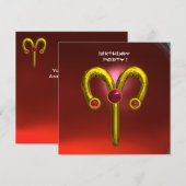 Faire-part ARIES RUBY, jaune vif rouge (Devant / Derrière)