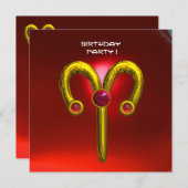 Faire-part ARIES RUBY, jaune vif rouge (Devant / Derrière)
