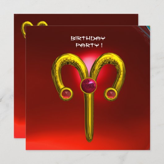 Faire-part ARIES RUBY, jaune vif rouge (Devant / Derrière)
